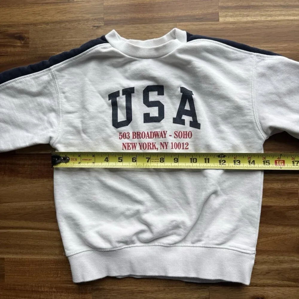 ZARA Kids USA New York Crewneck Sweatshirt American Flag Size‎ 6 Preppy School